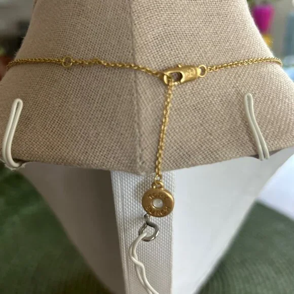 Tory Burch Mother of Pearl Logo Medallion Necklace - Picture 6 of 10